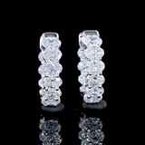 Lab-Grown 2.05 Carat Oval E-VS Diamond 14K White Gold Huggies Earrings