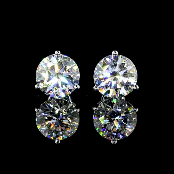 Lab-Grown 6.01 Carat Round J-VS2 Diamond 14K White Gold Martini Earrings