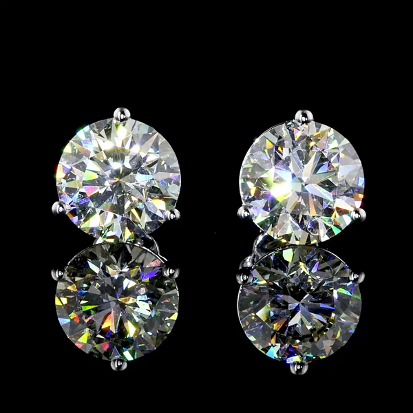 Lab-Grown 6 Carat Round J-VVS2 Diamond 14K White Gold Martini Earrings