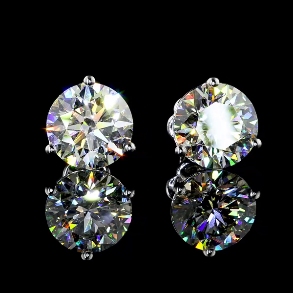 Lab-Grown 5.6 Carat Round J-VVS2 Diamond 14K White Gold Martini Earrings