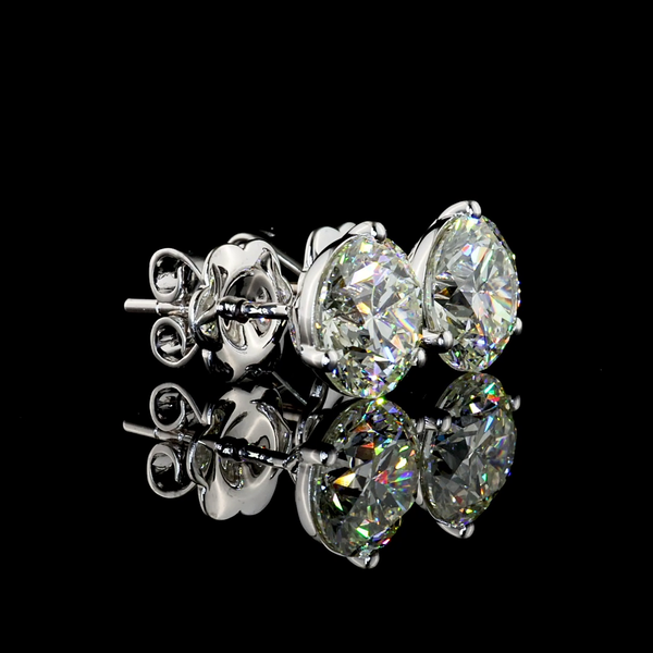 Lab-Grown 3.34 Carat Round J-VS1 Diamond 14K White Gold Martini Earrings