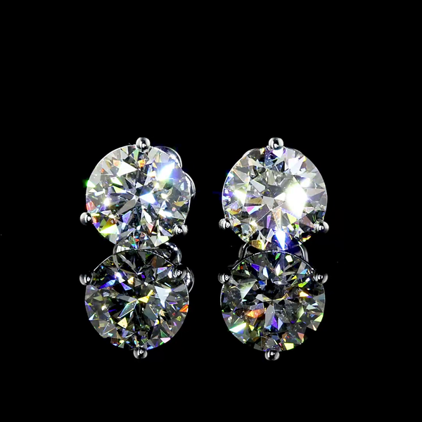 Lab-Grown 3.34 Carat Round J-VS1 Diamond 14K White Gold Martini Earrings