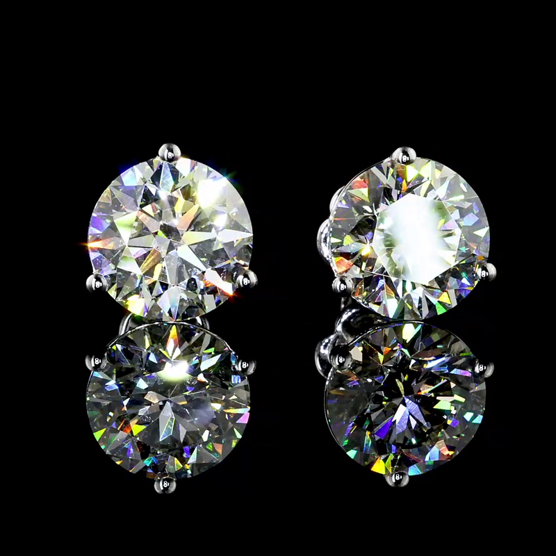 Lab-Grown 5.71 Carat Round J-VS1 Diamond 14K White Gold Martini Earrings