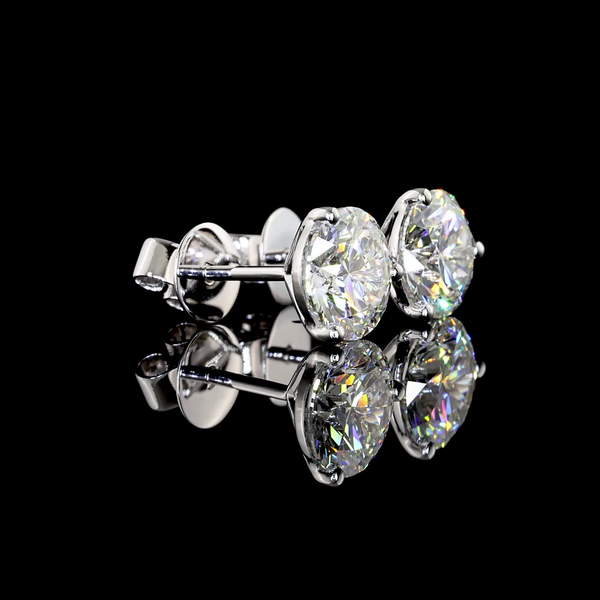Lab-Grown 2.53 Carat Round D-VVS2 Diamond 14K White Gold Martini Earrings