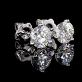 Lab-Grown 3.09 Carat Round D-VS1 Diamond 14K White Gold Martini Earrings