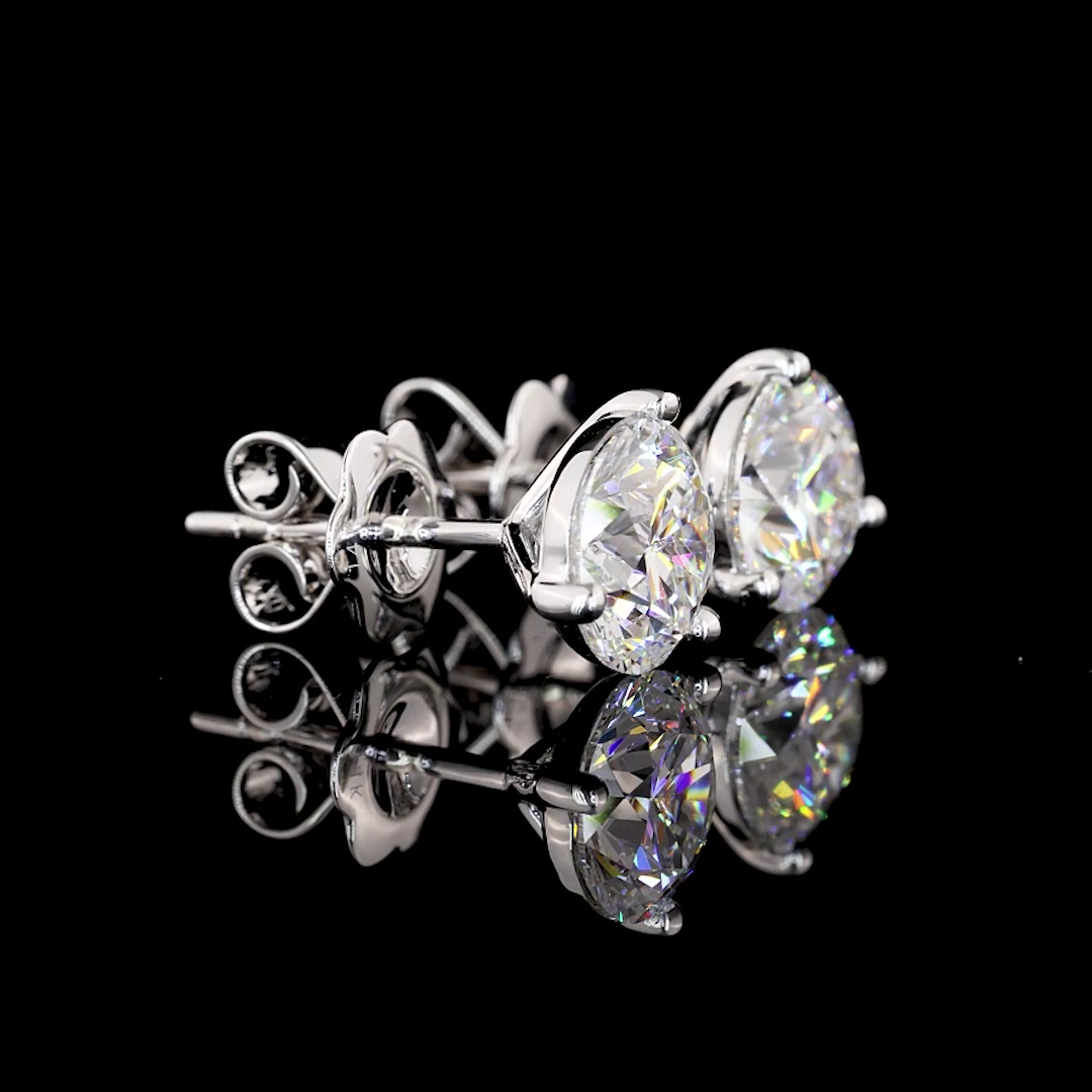 Lab-Grown 5.08 Carat Round D-VS1 Diamond 14K White Gold Martini Earrings