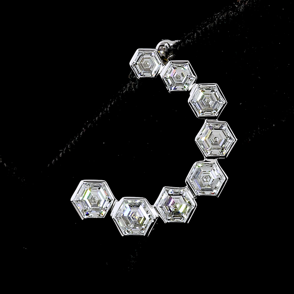 Lab-Grown 6.82 Carat Octagon E-VS1 Diamond 14K White Gold Crawler Earrings