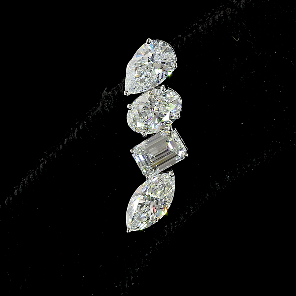 Lab-Grown 4.1 Carat MIX F-VVS2 Diamond 14K White Gold Crawler Earrings