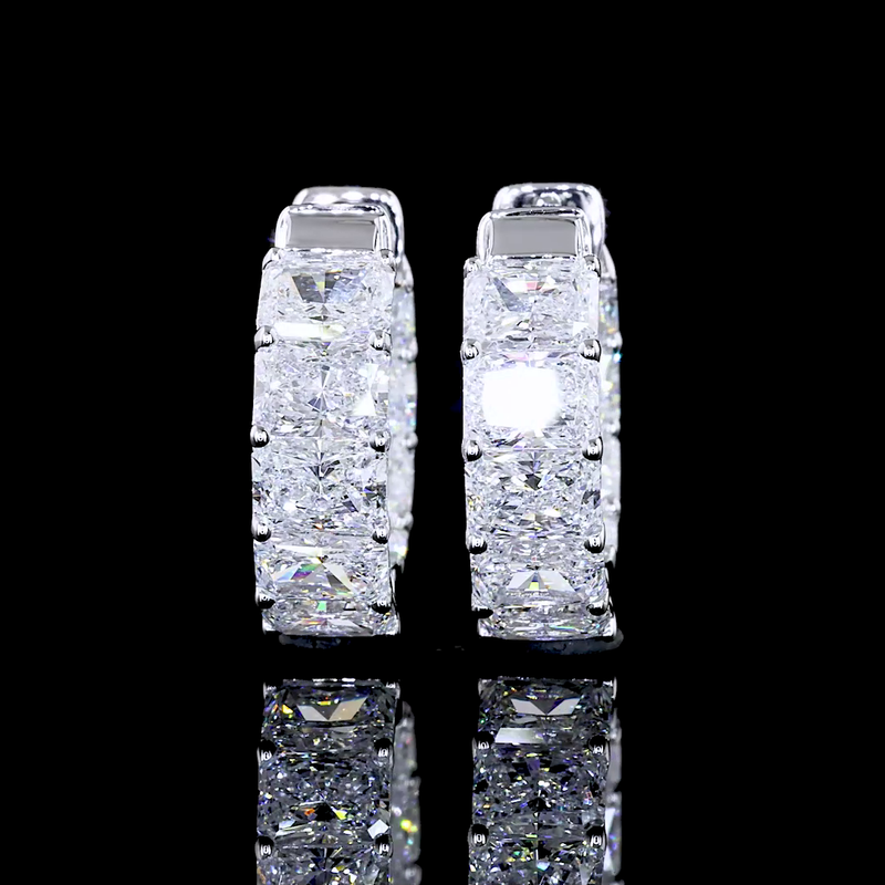 Lab-Grown 4.07 Carat Radiant E-VS1 Diamond 14K White Gold Hanging Earrings