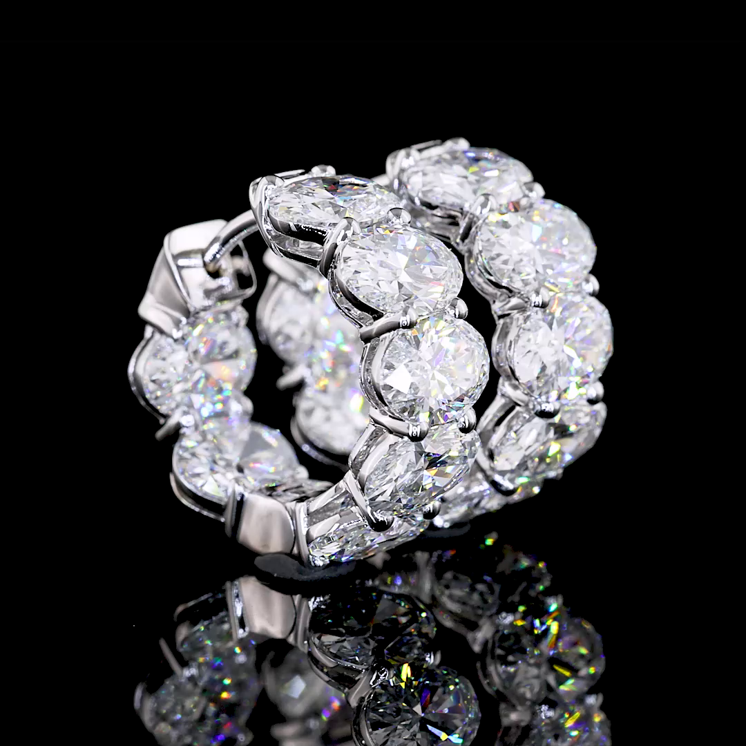 Lab-Grown 5.03 Carat Oval D-VVS2 Diamond 14K White Gold Huggies Earrings