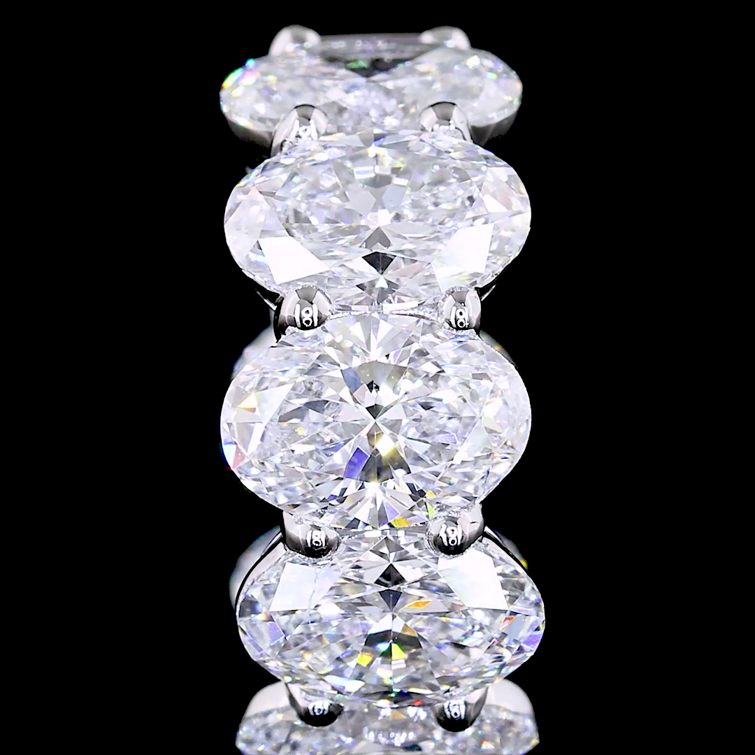 Lab-Grown 5.03 Carat Oval D-VVS2 Diamond 14K White Gold Huggies Earrings