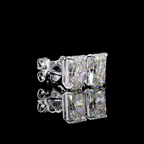 Lab-Grown 3.18 Carat Radiant I-VS1 Diamond 14K White Gold Studs Earrings