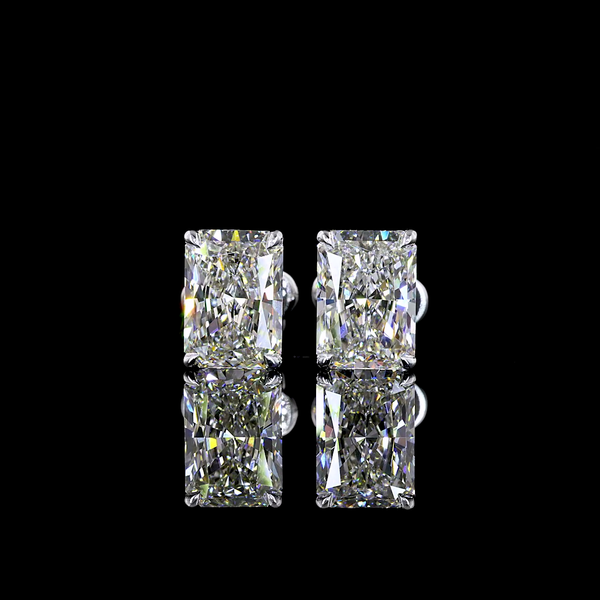 Lab-Grown 3.18 Carat Radiant I-VS1 Diamond 14K White Gold Studs Earrings
