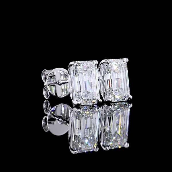 Lab-Grown 2.51 Carat Emerald F-VS1 Diamond 14K White Gold Studs Earrings