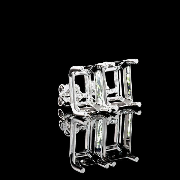 Lab-Grown 14.13 Carat Emerald G-VS1 Diamond 14K White Gold Studs Earrings