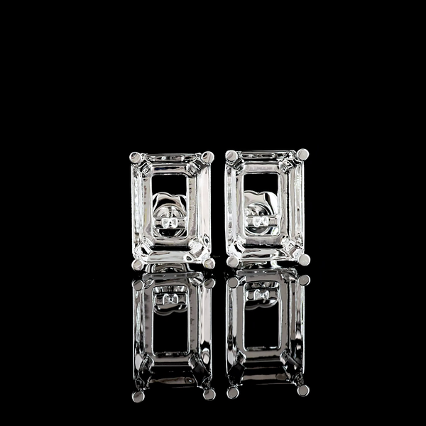 Lab-Grown 14.13 Carat Emerald G-VS1 Diamond 14K White Gold Studs Earrings