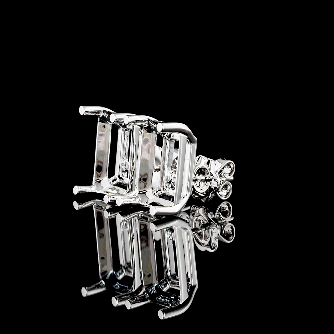 Lab-Grown 14.13 Carat Emerald G-VS1 Diamond 14K White Gold Studs Earrings