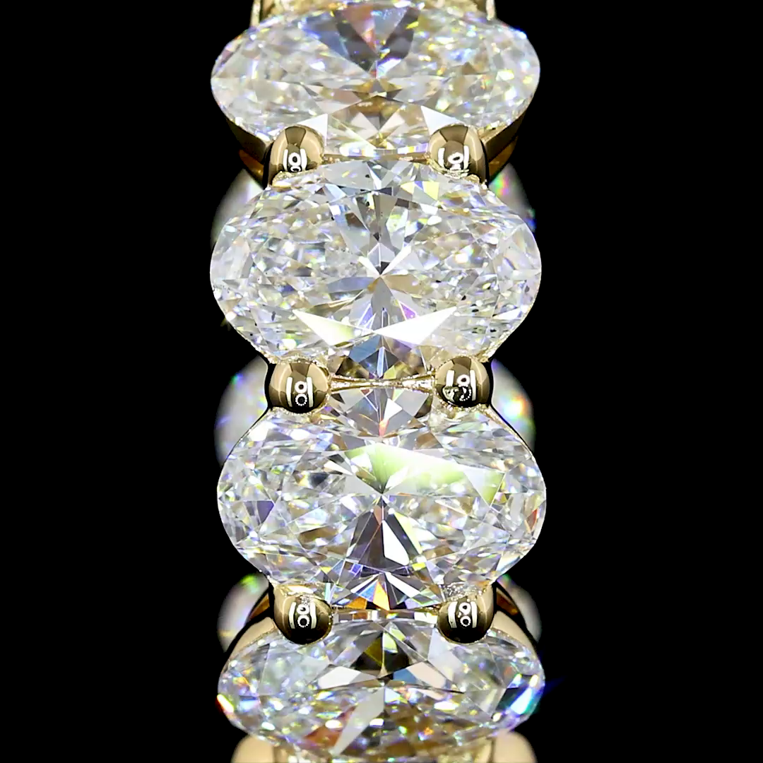 Lab-Grown 4.33 Carat Oval F-VS2 Diamond 14K Yellow Gold Huggies Earrings