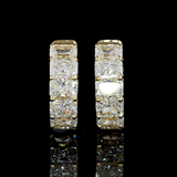 Lab-Grown 3.99 Carat Radiant E-VS Diamond 14K Yellow Gold Huggies Earrings