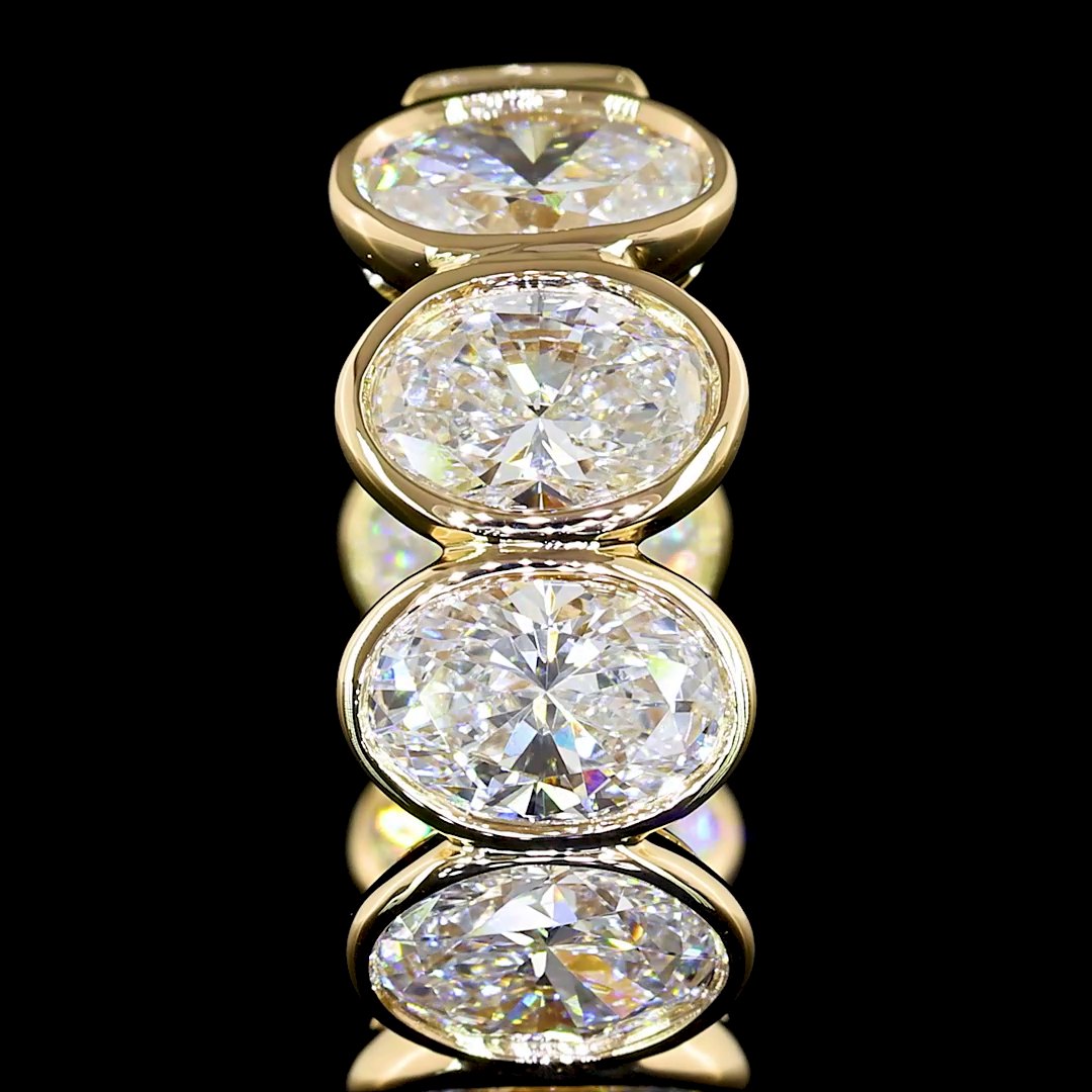 Lab-Grown 2.34 Carat Oval F-VS2 Diamond 14K Yellow Gold Huggies Earrings