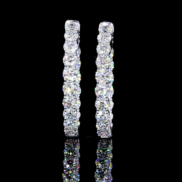 Lab-Grown 5.65 Carat Round E-VS Diamond 14K White Gold Hoops Earrings