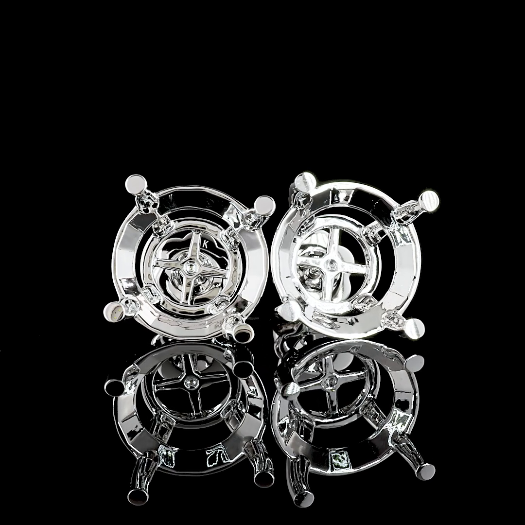 Lab-Grown 18.06 Carat Round F-VS1 Diamond 14K White Gold Studs Earrings