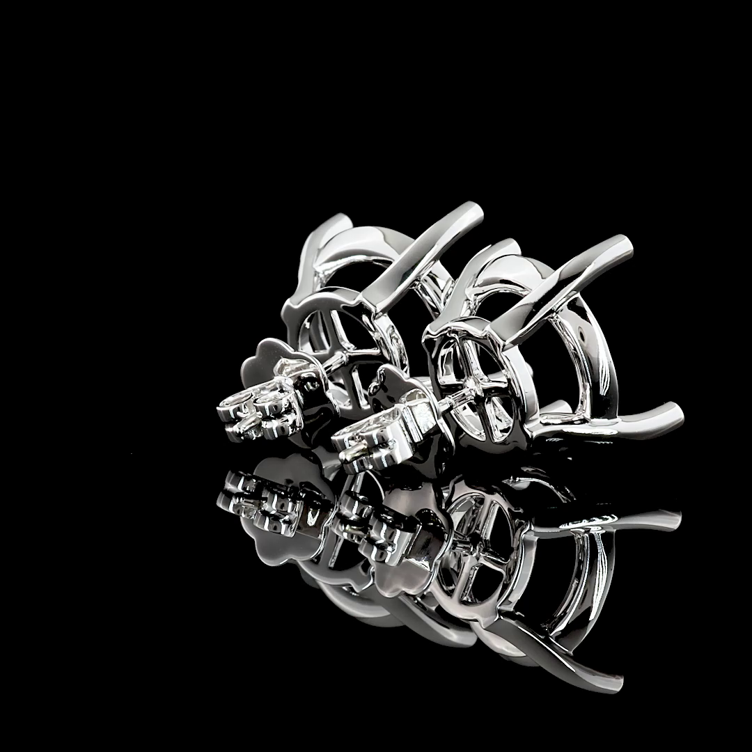 Lab-Grown 18.06 Carat Round F-VS1 Diamond 14K White Gold Studs Earrings