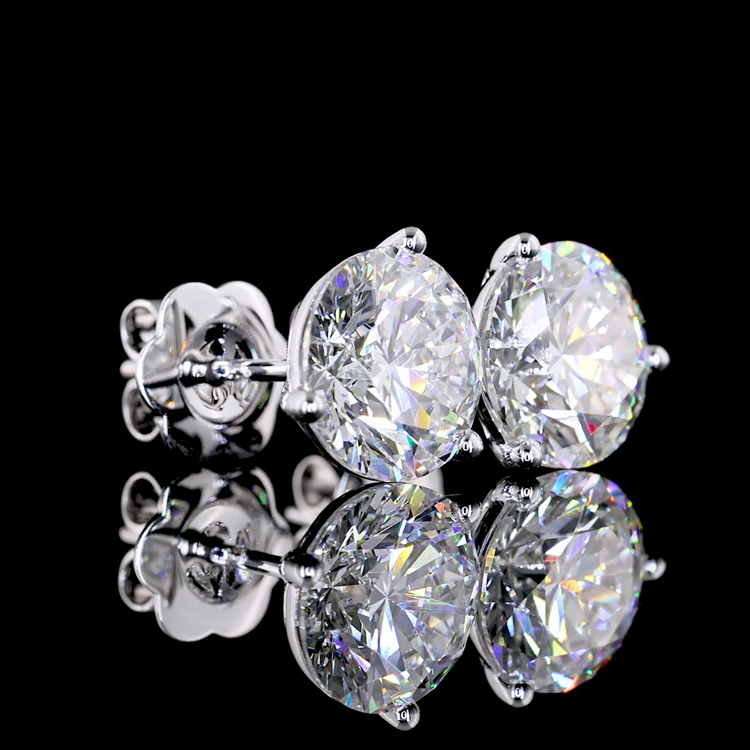 Lab-Grown 4.86 Carat Round E-VS1 Diamond 14K White Gold Martini Earrings