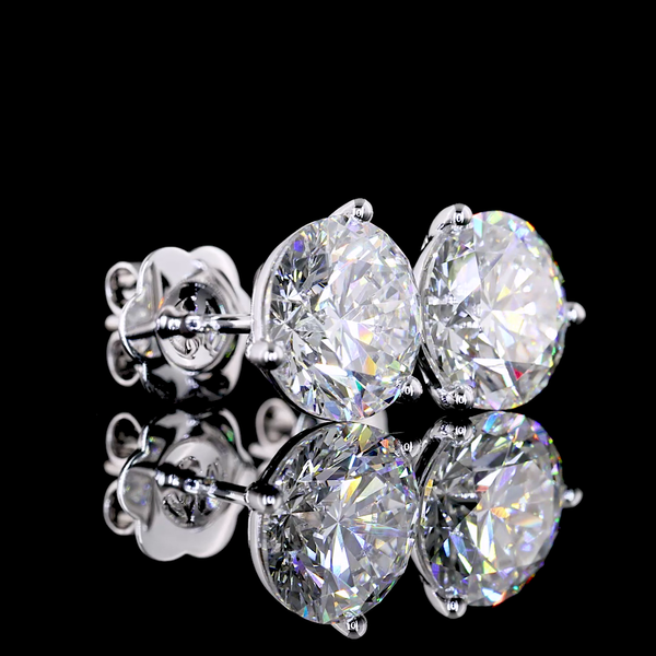 Lab-Grown 4.86 Carat Round E-VS1 Diamond 14K White Gold Martini Earrings