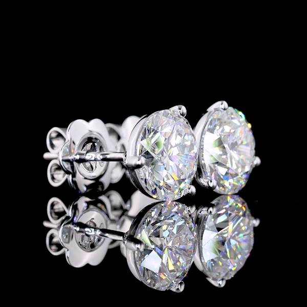 Lab-Grown 3.5 Carat Round E-VVS1 Diamond 14K White Gold Martini Earrings
