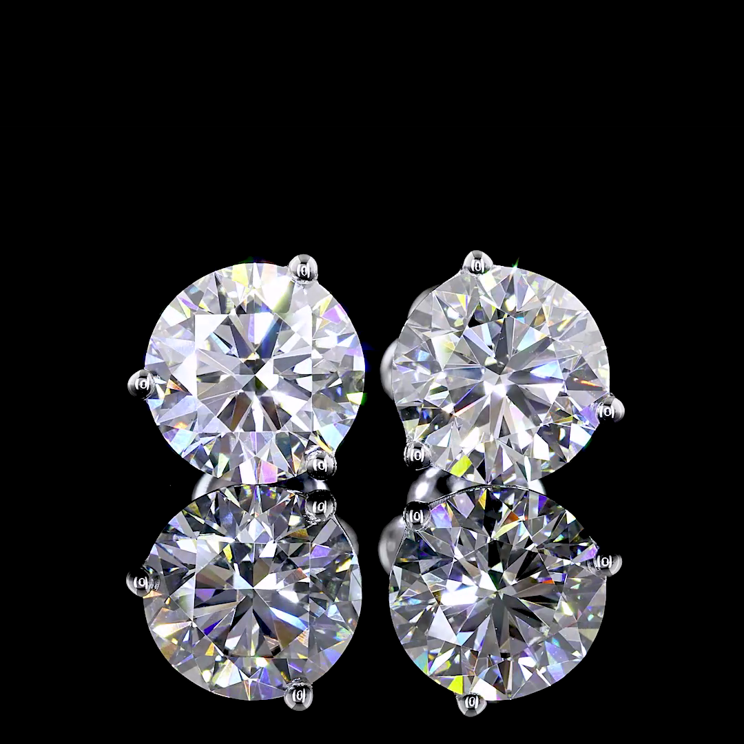 Lab-Grown 3.5 Carat Round E-VVS1 Diamond 14K White Gold Martini Earrings