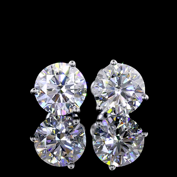 Lab-Grown 3.5 Carat Round E-VVS1 Diamond 14K White Gold Martini Earrings