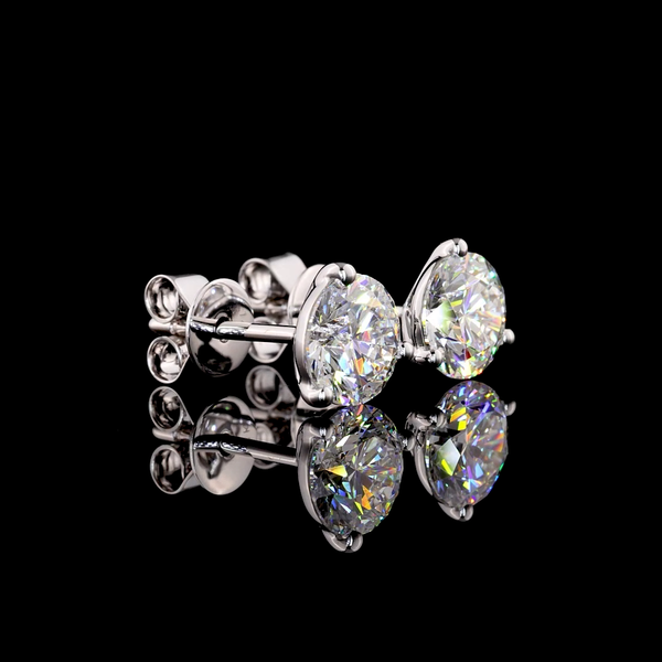 Lab-Grown 2.07 Carat Round E-VVS2 Diamond 14K White Gold Martini Earrings