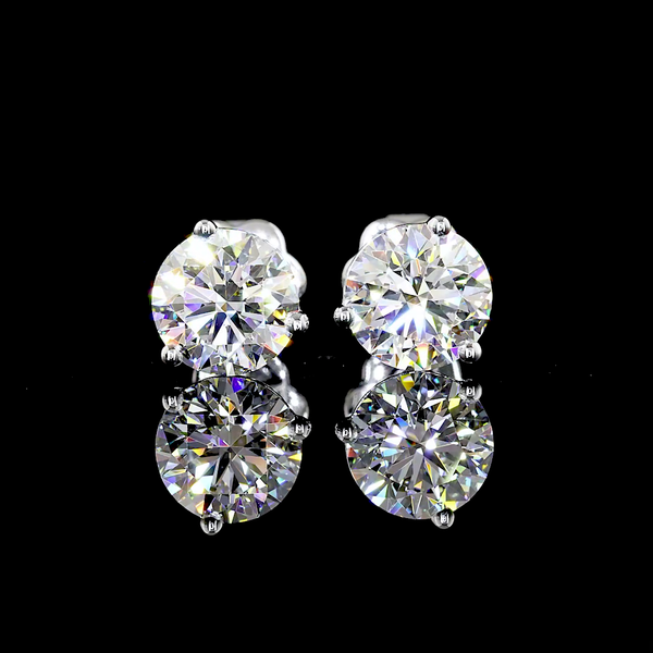 Lab-Grown 2.48 Carat Round E-VS1 Diamond 14K White Gold Martini Earrings