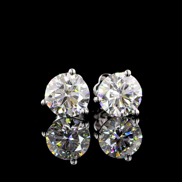 Lab-Grown 4.23 Carat Round F-VVS2 Diamond 14K White Gold Martini Earrings