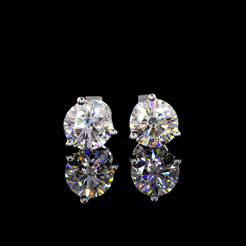 Lab-Grown 2.12 Carat Round E-VS1 Diamond 14K White Gold Martini Earrings