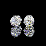 Lab-Grown 2.56 Carat Round F-VS1 Diamond 14K White Gold Martini Earrings