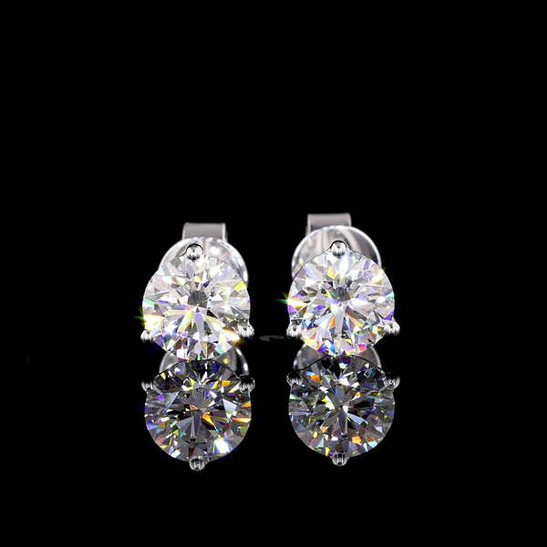 Lab-Grown 1.49 Carat Round E-VS Diamond 14K White Gold Martini Earrings