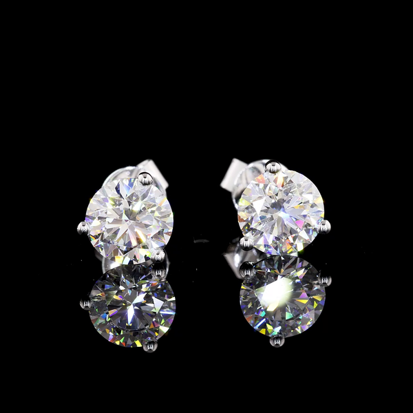 Lab-Grown 2.01 Carat Round E-VS1 Diamond 14K White Gold Martini Earrings