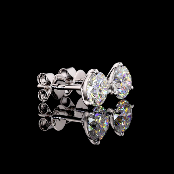 Lab-Grown 2 Carat Round E-VS1 Diamond 14K White Gold Martini Earrings