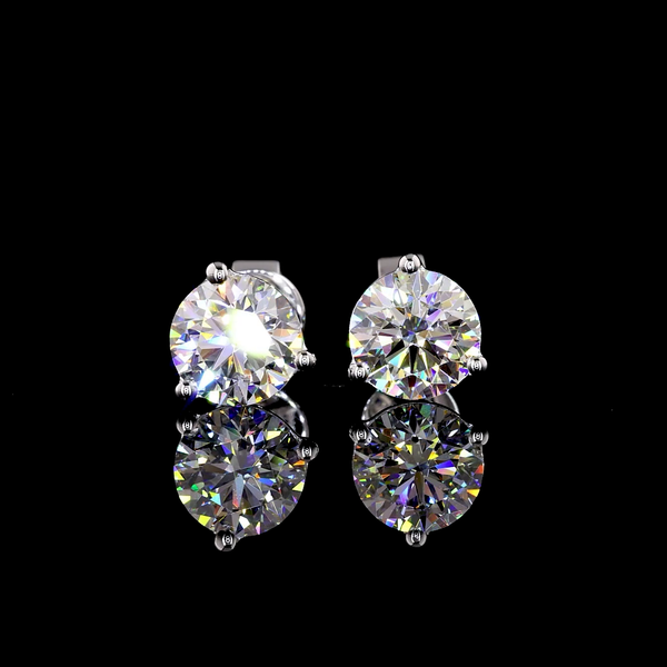 Lab-Grown 2.03 Carat Round E-VS1 Diamond 14K White Gold Martini Earrings