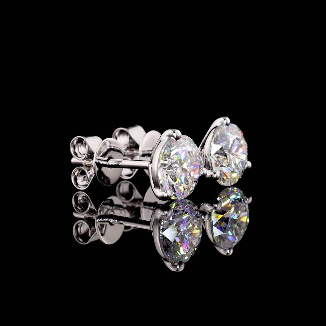 Lab-Grown 2.1 Carat Round D-VS1 Diamond 14K White Gold Martini Earrings