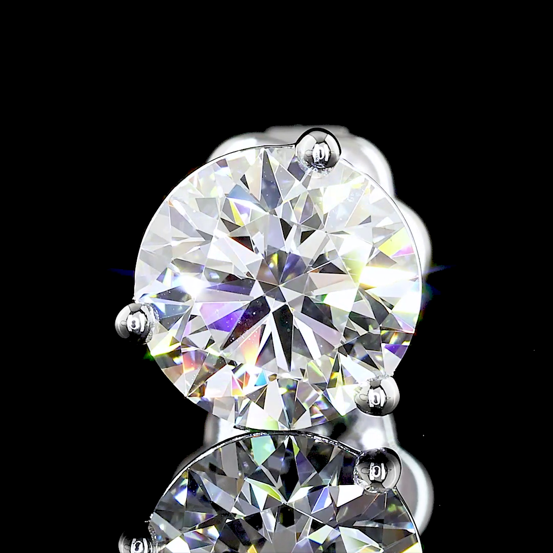 Lab-Grown 2.48 Carat Round D-VVS1 Diamond 14K White Gold Martini Earrings