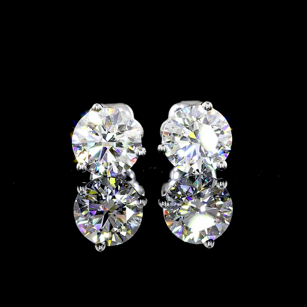 Lab-Grown 2.52 Carat Round D-VVS2 Diamond 14K White Gold Martini Earrings