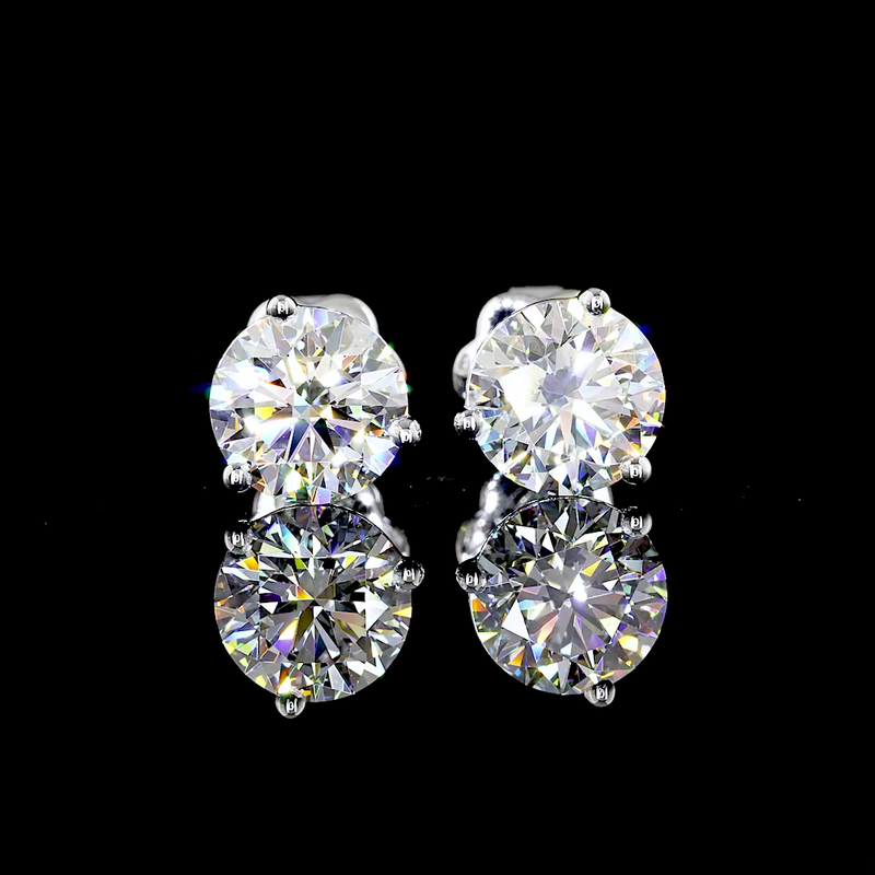 Lab-Grown 2.61 Carat Round F-VVS2 Diamond 14K White Gold Martini Earrings