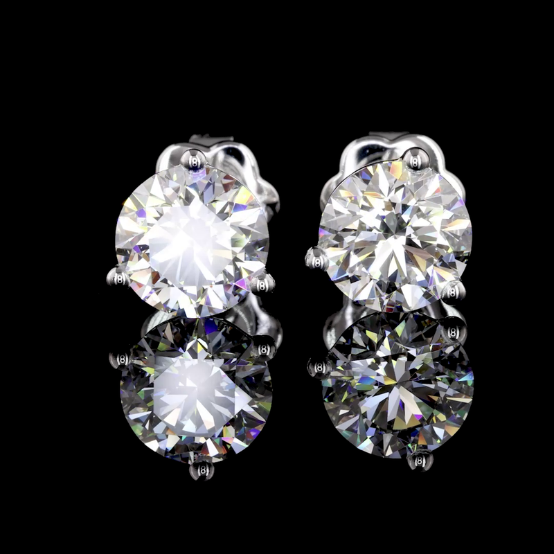 Lab-Grown 3.13 Carat Round F-VS1 Diamond 14K White Gold Martini Earrings