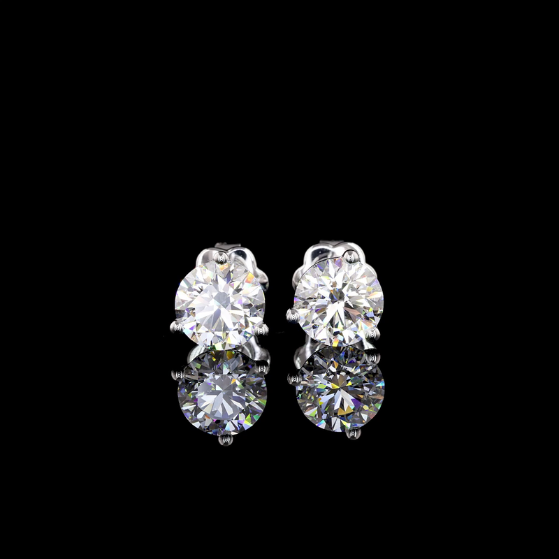 Lab-Grown 3.31 Carat Round E-VS1 Diamond 14K White Gold Martini Earrings