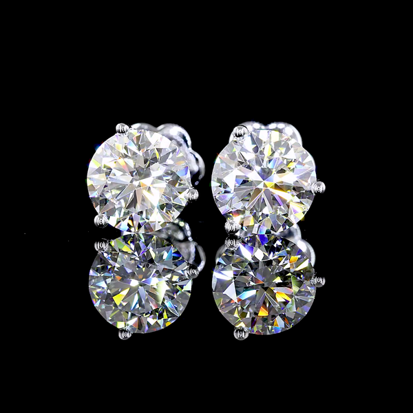 Lab-Grown 3.25 Carat Round E-VVS2 Diamond 14K White Gold Martini Earrings