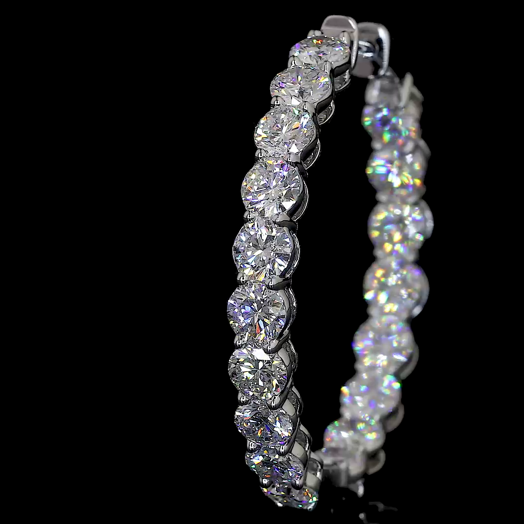 Lab-Grown 7.13 Carat Round E-F-VS2 Diamond 14K White Gold Hoops Earrings