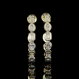 Lab-Grown 4.44 Carat MIX E-VS Diamond 14K Yellow Gold C Hoops Earrings